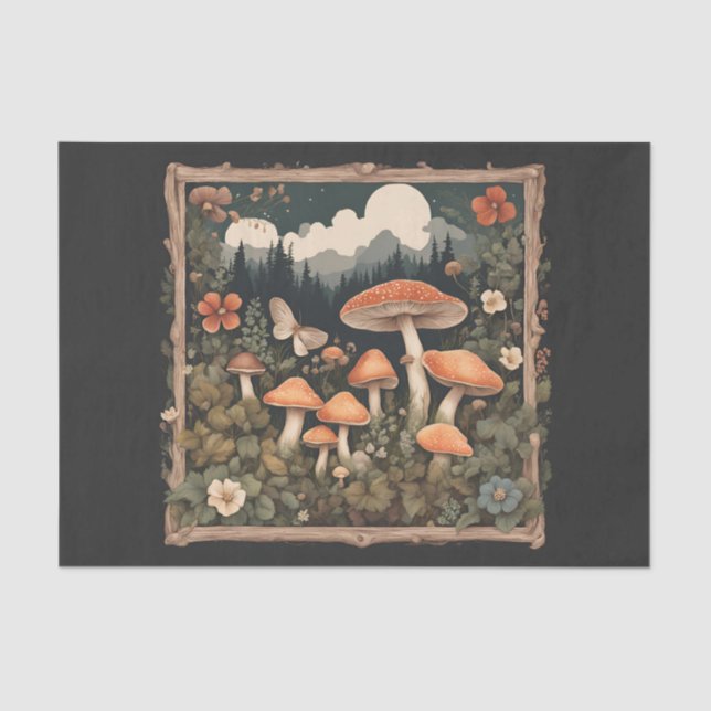 Cottagecore Mushrooms Decoupage Tissue Paper (Front)