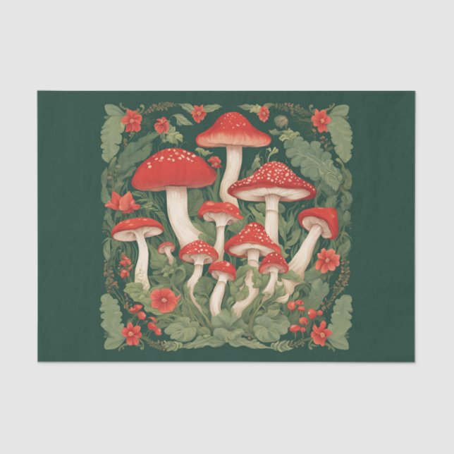 Cottagecore Mushrooms Decoupage Tissue Paper (Front)