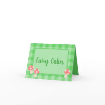 Cottagecore Mushrooms on Gingham Check Folded Sign