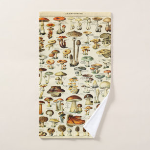 Cottagecore Mushrooms Vintage Naturalist Hand Towel