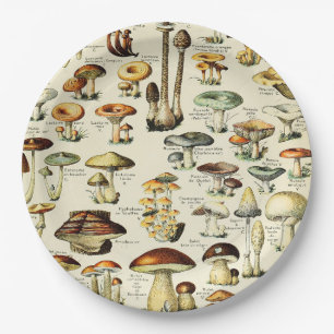 Cottagecore Mushrooms Vintage Naturalist Paper Plate