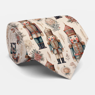 Cottagecore Nutcracker Sage Mauve Gold Holiday Tie