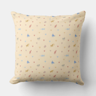 Cottagecore Pastel Cosy Cats & Hearts  Cushion