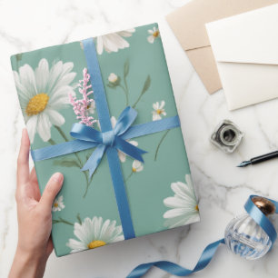 Cottagecore Pastel Daisy Mint Floral Pattern Wrapping Paper