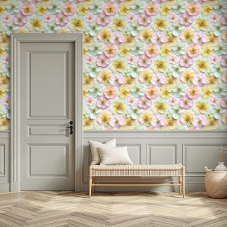 Cottagecore Pastel Floral Peel and Stick Mural Wallpaper