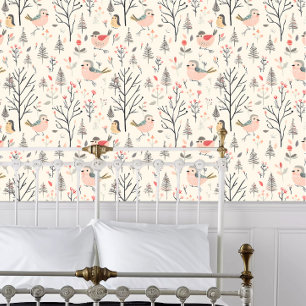 Cottagecore Pink Bird Wallpaper