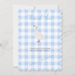 Cottagecore Plaid &Duckling Birthday Thank You Card