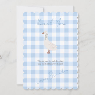 Cottagecore Plaid &Duckling Birthday Thank You Card