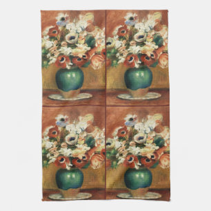 Cottagecore Renoir Floral Bouquet Fine Art Tea Towel