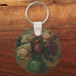Cottagecore Renoir Floral Vintage Rose Art Key Ring