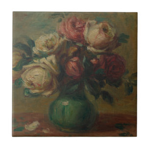 Cottagecore Renoir Floral Vintage Rose Art Tile