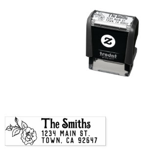 Cottagecore Return Address Rose Self-inking Stamp