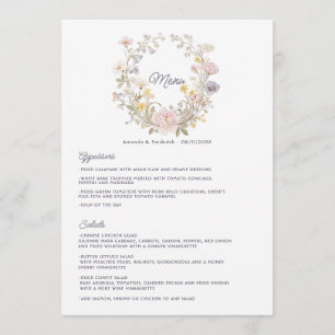 Cottagecore Romantic Floral Garden Wedding Menu