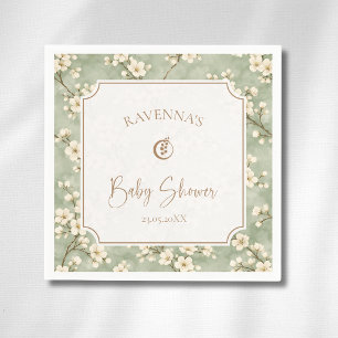 Cottagecore Sage Blossom Eucalyptus Baby Shower Napkin