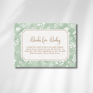 Cottagecore Sage White Floral Bow Books For Baby Enclosure Card