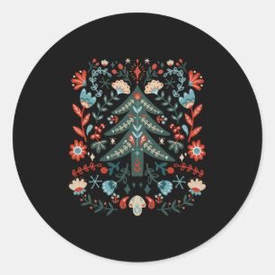 Cottagecore Scandinavian Wildflower Folklore Art C Classic Round Sticker
