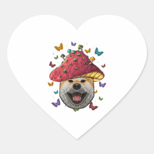 Cottagecore Shiba Inu Aesthetic Mushroom Cute Heart Sticker