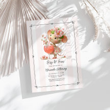 Cottagecore Sip & See Floral Mouse Baby Shower
