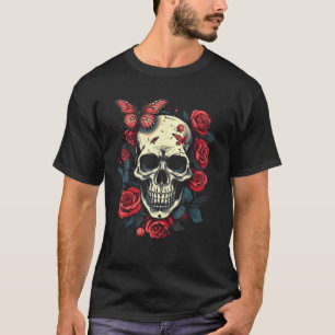 Cottagecore Skull Butterfly Floral Collector Vinta T-Shirt