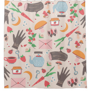 cottagecore snail love letter whimsical garden shower curtain