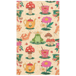 cottagecore snail magical garden frog beige tablecloth