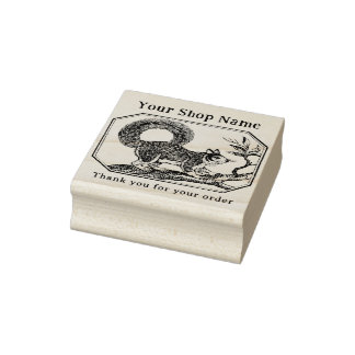 Cottagecore Squirrel Template Small Business Rubber Stamp