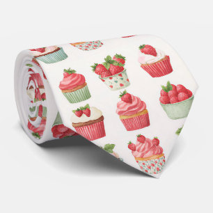 Cottagecore Strawberry Cupcake Necktie