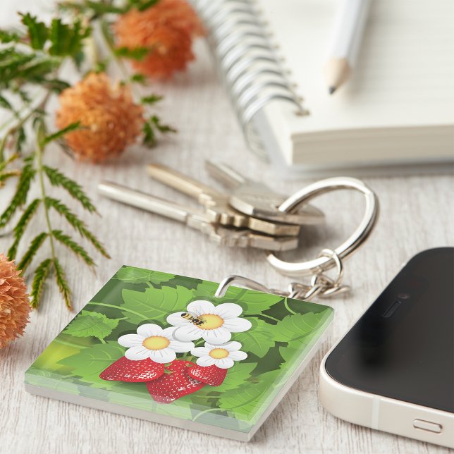 Cottagecore Strawberry Patch Garden Key Ring (Creator Uploaded)