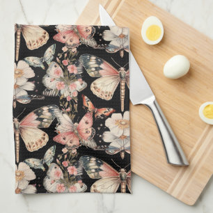 Cottagecore Style Butterflies Moths  Tea Towel