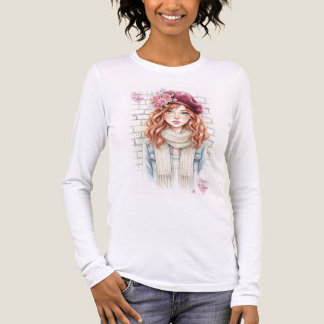 Cottagecore Style Rose Flower Girl Graphic T-Shirt Tri-Blend Shirt