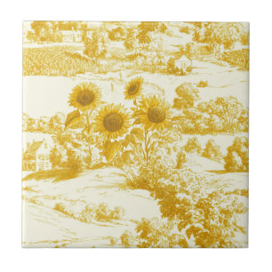 Cottagecore Sunflower Countryside Toile (4) Tile