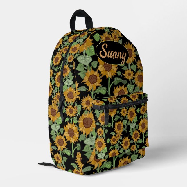 Cottagecore Sunflowers Pattern Printed Backpack (Back Corner Left)