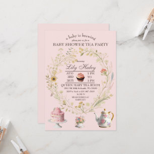 Cottagecore Tea Party Baby Shower Invitation