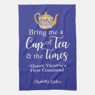 Cottagecore Tea Queen Victoria Quote Royal Blue Towel