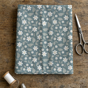 Cottagecore Teal, Sage, & White Daisy Floral Fabric