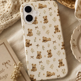 Cottagecore Teddy Bear Pattern Gift iPhone 16 Case