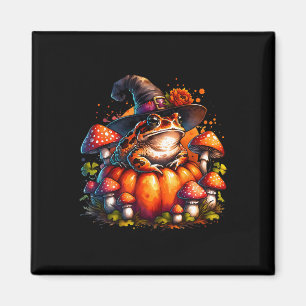 Cottagecore Toad Witch Hat Pumpkin Mushroom Fall H Magnet