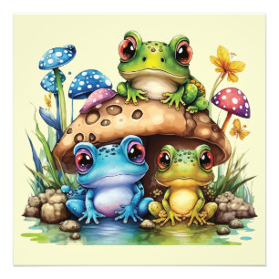 Cottagecore Toadstool Mushroom and Frog Photo Print