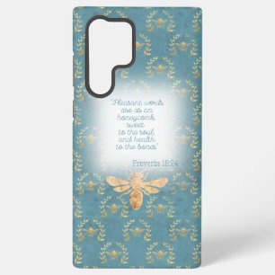 Cottagecore Turquoise Gold Bee Wreath Bible Samsung Galaxy Case