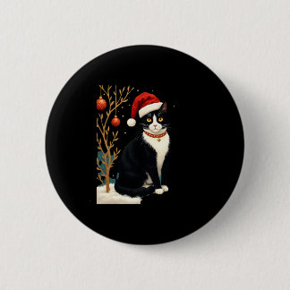 Cottagecore Tuxedo Cat Funny Xmas Aesthetic Santa  6 Cm Round Badge