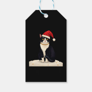Cottagecore Tuxedo Cat Funny Xmas Aesthetic Santa  Gift Tags