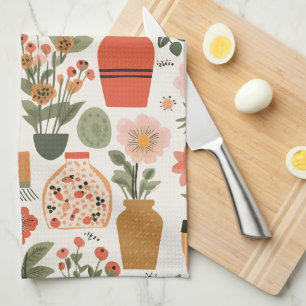 Cottagecore Vase and Flowers Tea Towel