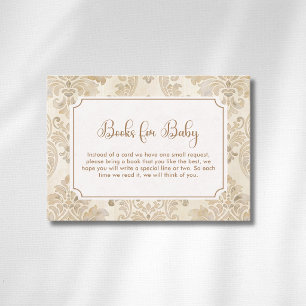 Cottagecore Vintage Brown Gold Bow Books For Baby Enclosure Card