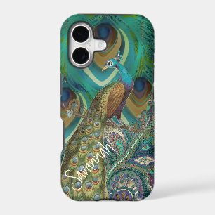 Cottagecore Vintage Damask Peacock Feathers