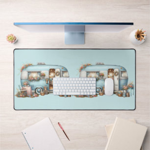Cottagecore Vintage Floral Camper Boho Accents Desk Mat