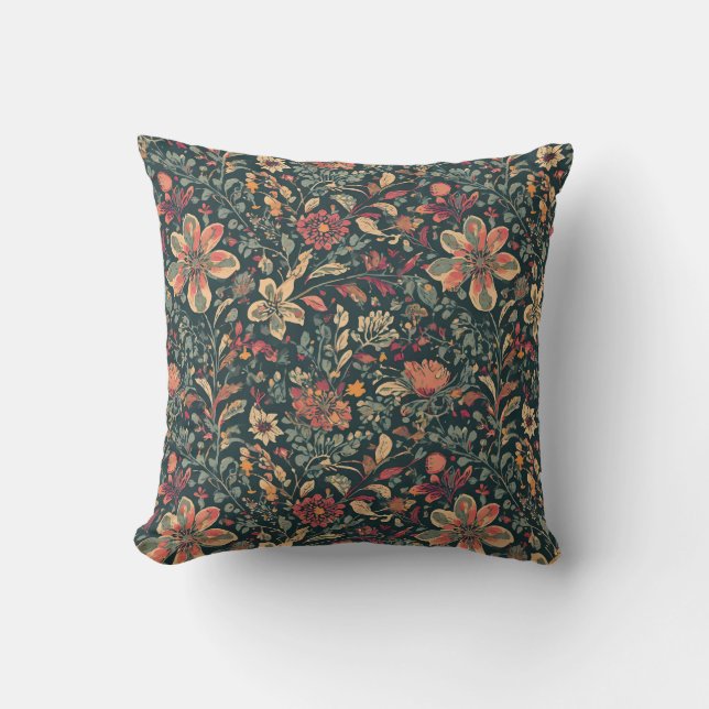 Cottagecore Vintage Floral Pillow (Front)