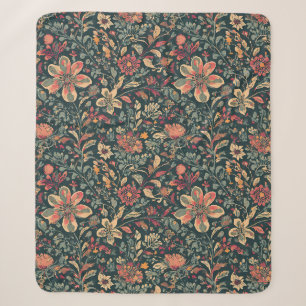 Cottagecore Vintage Floral Sherpa Blanket