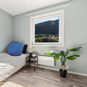 Cottagecore watercolor flowers blue pattern  round cushion