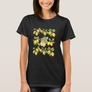 Cottagecore Watercolor Fruit Citrus Lemons Gardeni T-Shirt