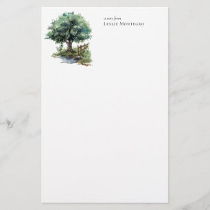 Cottagecore Watercolor Garden Tree Personalised Stationery